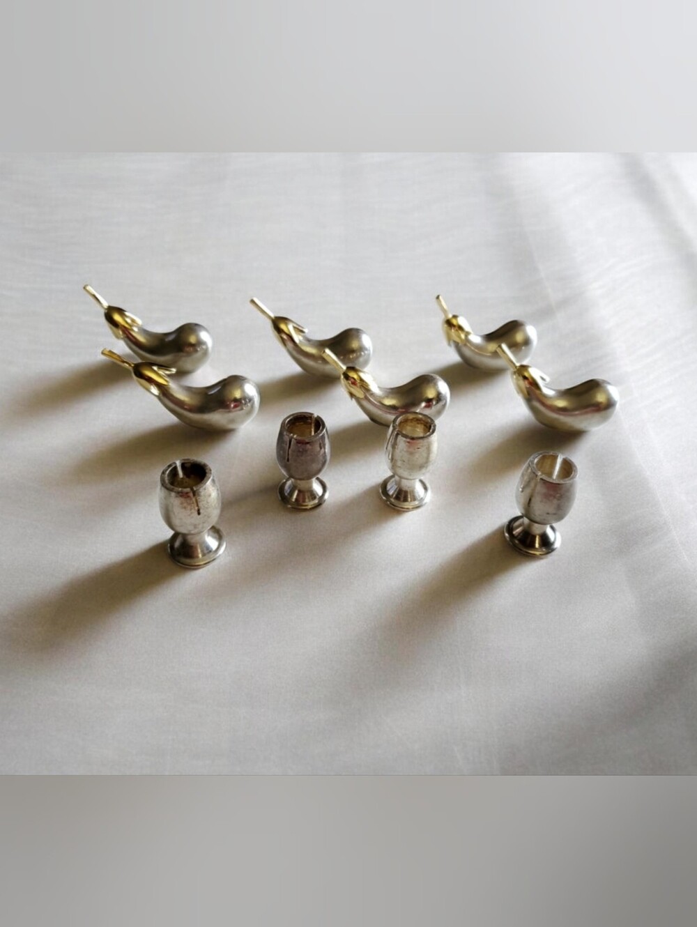 Vtg. 6pcs. Eggplant & 4pcs. Goblet Knife Rests